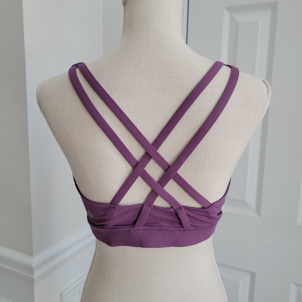 Lululemon Energy Bra Size 10 Grape Thistle Luxtreme Strappy Back Yoga Gym Train - Picture 7 of 12